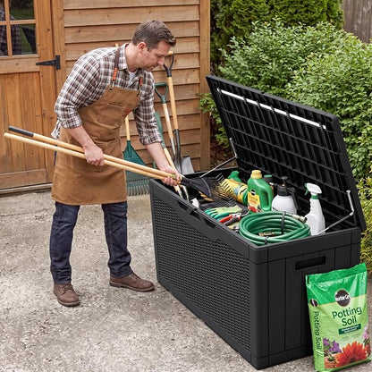 Flamaker Outdoor Storage Box 100 Gallon Waterproof Resin Deck Box Delivery Box - Image 7