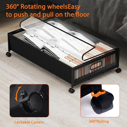 Under Bed Storage with Wheels, Rolling Underbed Storage Organizer, Heavy Duty - Image 6