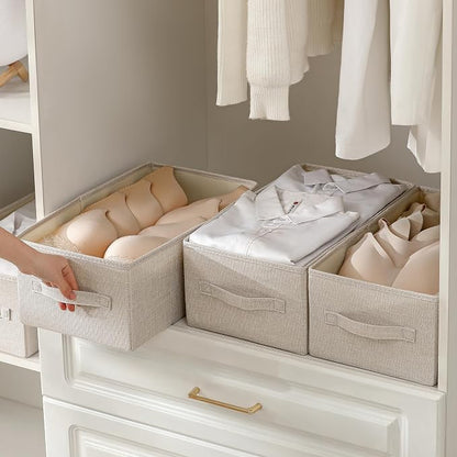 Linen Folding Storage Bins, 3 Pack Large Storage Baskets, Clothing Storage Bins - Image 4