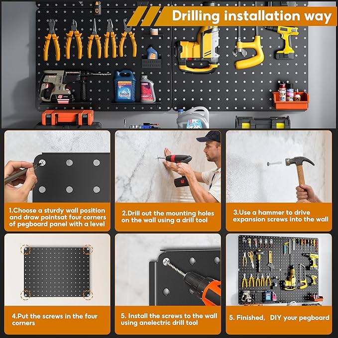 Peg Board, Includes 4 Pack Black Peg Board Panels - Image 6