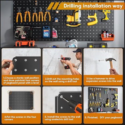 Peg Board, Includes 4 Pack Black Peg Board Panels - Image 6