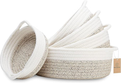 NaturalCozy 5-Piece Round Woven Cotton Rope Storage Baskets by NaturalCozy