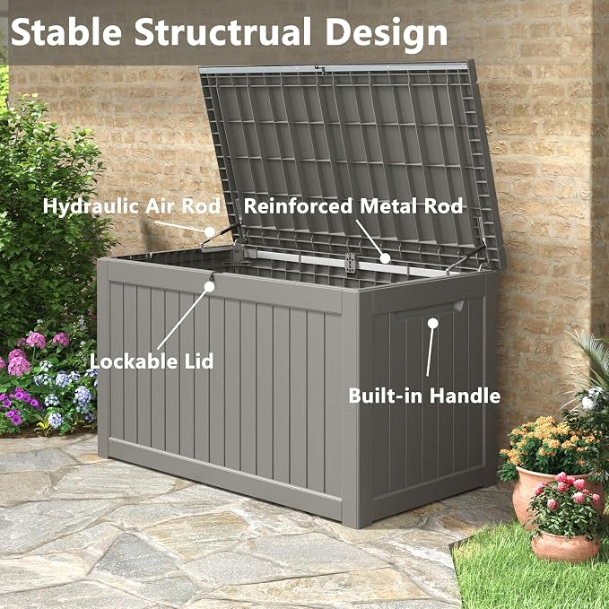 Outdoor Storage Box, 230 Gallon Deck Box, Waterproof and UV Resistant Large - Image 5