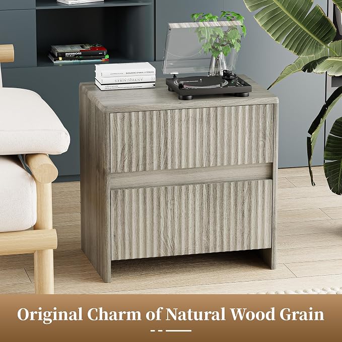 Fluted Nightstand, Modern Night Stand - Image 3