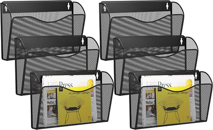 6 Single Pocket Wall File Holder, Mesh Hanging File Folder Paper Organizer by GDINDINFAN