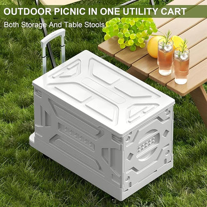 VECELO 88LHeavy-Duty 2-in-1 Foldable Utility Cart, Large Capacity Rolling Crate - Image 9