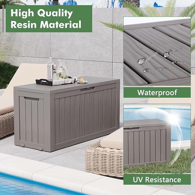 NUNU LAB 75 Gallon Outdoor Storage Box, Resin Large Sturdy Deck Box, Backyard - Image 3
