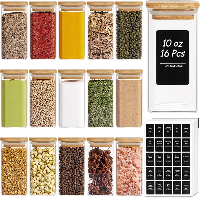 ComSaf 16Pcs Glass Spice Jars by ComSaf