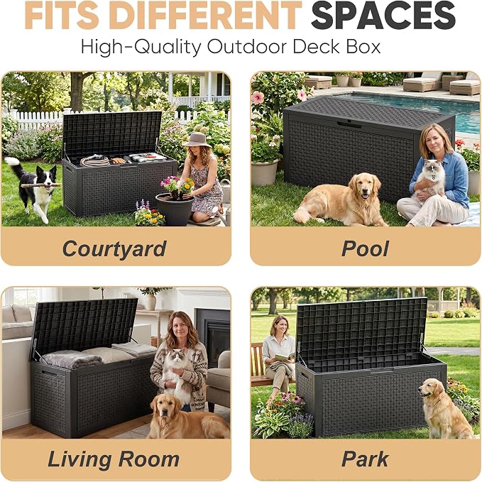 EasyUp 110 Gallon Deck Boxes Outdoor Waterproof, Resin Outside Storage Box - Image 5