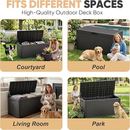 EasyUp 110 Gallon Deck Boxes Outdoor Waterproof, Resin Outside Storage Box - Image 5