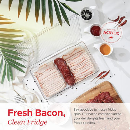 Tafura Bacon Container For Refrigerator Fridge Storage Organizer | Cheese & - Image 2