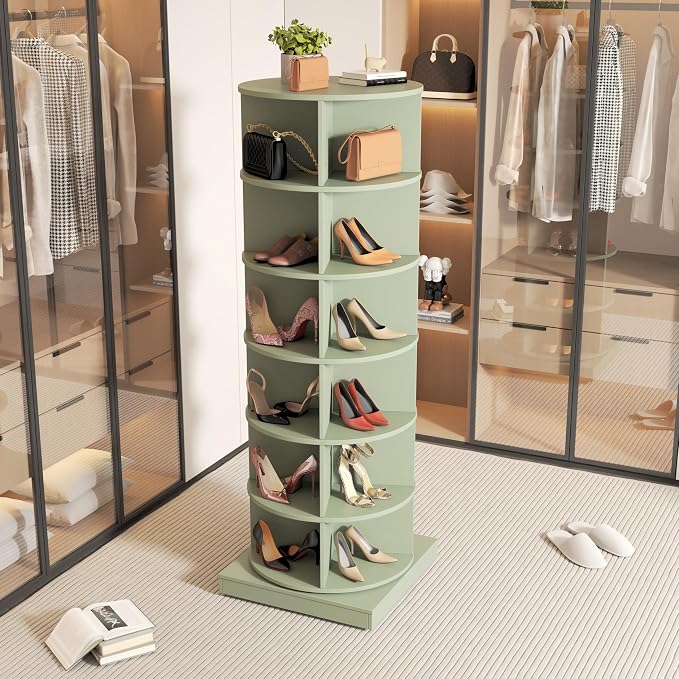 Rotating Shoe Rack Tower, 6-Tier Spinning Shoe Rack, Free Standing 360° by Unknown
