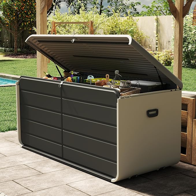 Domi 200 Gallon Resin Deck Box, Waterproof & UV-Resistant Outdoor Large Storage by domioutdoorliving