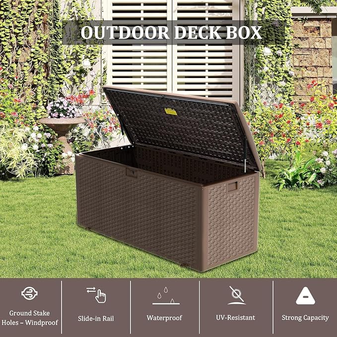 180 Pro Gallon Deck Box, Outdoor Storage Box Lockable, Waterproof - Image 4