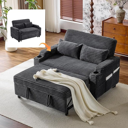 VINGLI Dark Gray Futon Sofa Bed Convertible Loveseat Sleeper Sofa Couch by VINGLI