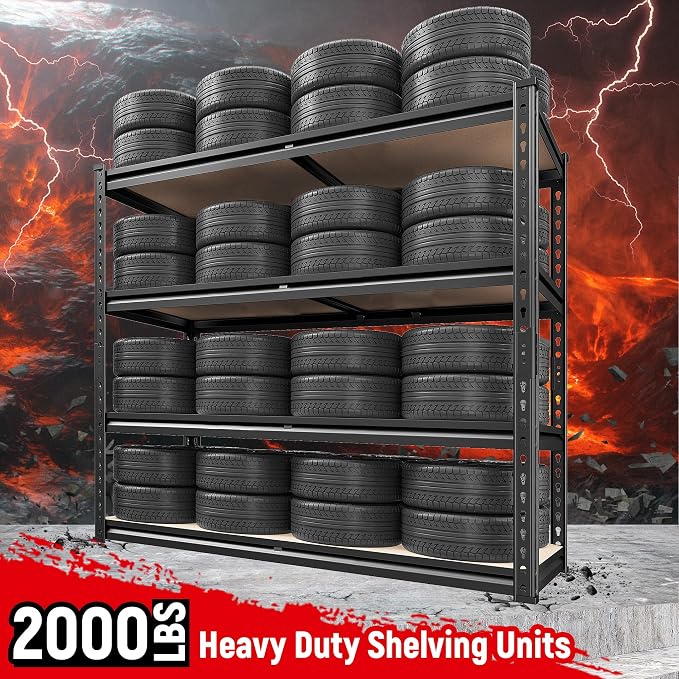 REIBII 40" W Garage Shelving 2000LBS Storage Shelves Adjustable Metal Shelving - Image 4