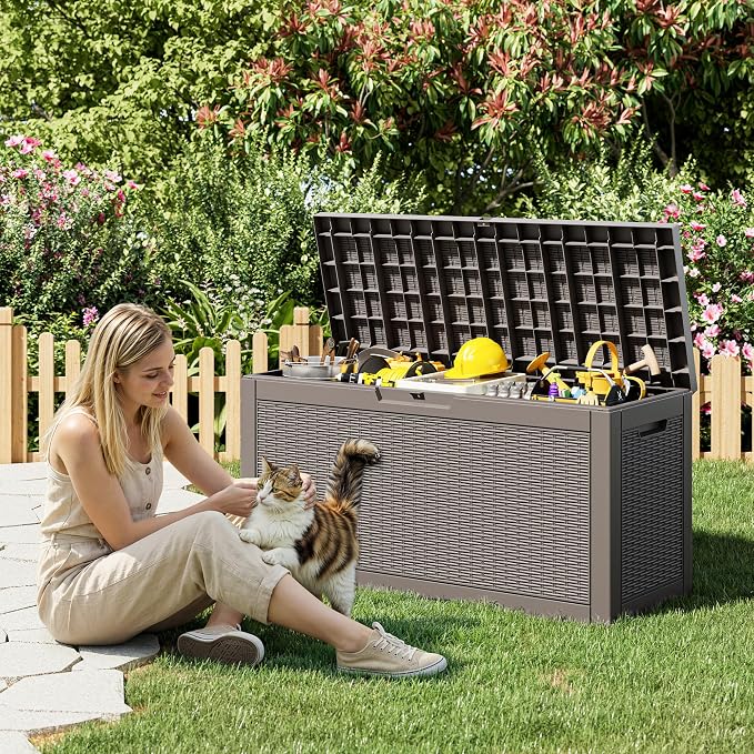 Outdoor Storage Box, 60 Gallon Resin Deck Boxes Outdoor Waterproof - Image 7