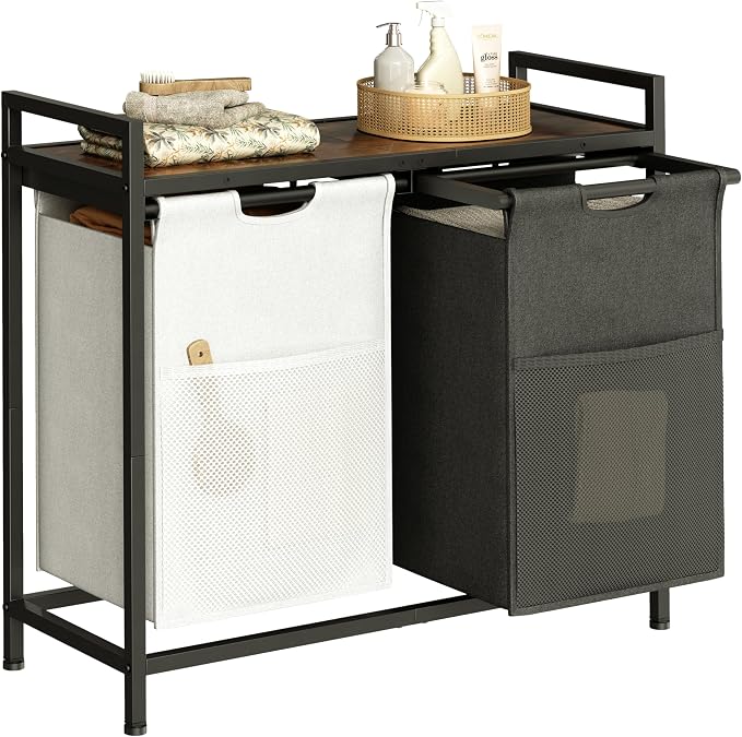 Laundry Hamper with Shelf, Laundry Basket 2 Section, Laundry Sorter with by Herture