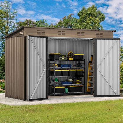 DWVO 9' x 4' Outdoor Storage Shed, Large Metal Tool Sheds, Heavy Duty Storage - Image 3