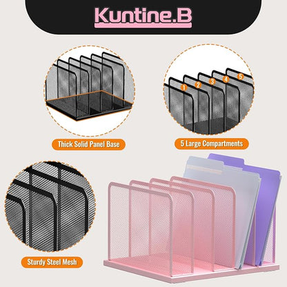 Kuntine.B Desk File Organizer Upright Mesh Desktop Organizer File Sorter Office - Image 4