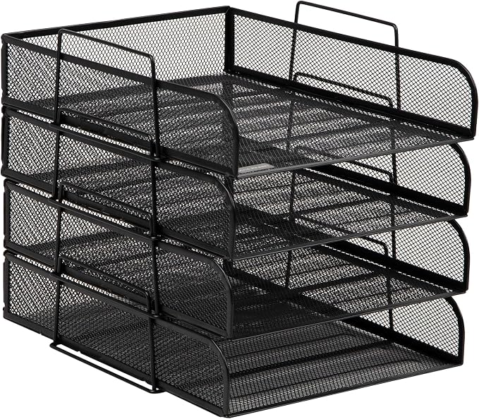 Mind Reader Stackable Paper Tray, Desktop Organizer, File Storage, Metal Mesh - Image 7