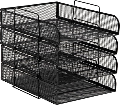Mind Reader Stackable Paper Tray, Desktop Organizer, File Storage, Metal Mesh - Image 7
