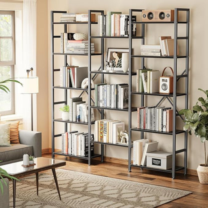 SUPERJARE Triple Bookshelf, Bookcase - Image 8