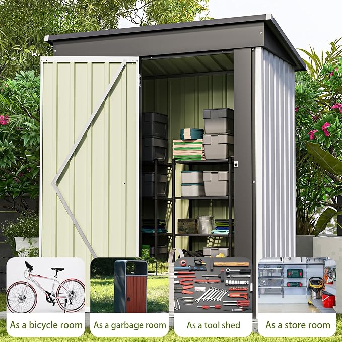 Patiowell 5x3 FT Outdoor Storage Shed, Garden Tool Shed - Image 6