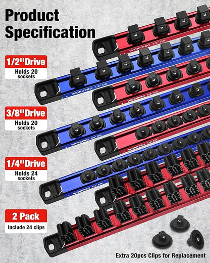WORKPRO 8-Piece Magnetic Socket Organizer and Magnetic Screwdriver Organizer Set - Image 2