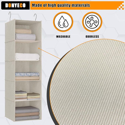 Hanging Closet Organizer, Easy Mount Foldable 5-Shelf Hanging Closet Wardrobe - Image 4