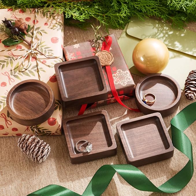 Walnut Wood Ring Holder, Engraved Jewelry Dish and Storage Tray, Unique Gift - Image 9