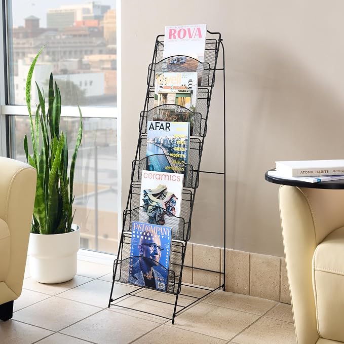 Safco Onyx Mesh Magazine Holder, Ladder Style Display Rack - Image 6