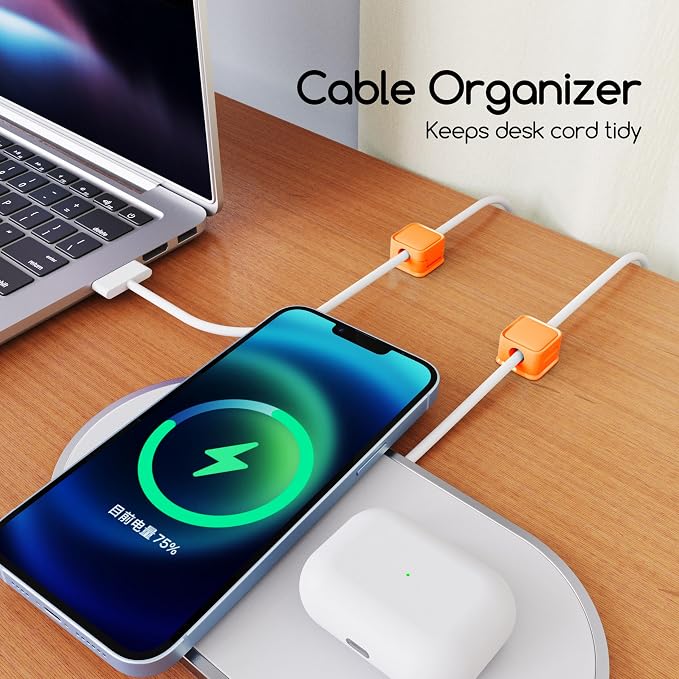 Magnetic Cord Organizer Holder, 6 Pack Desk Cable Clips Management, Hide Phone - Image 2