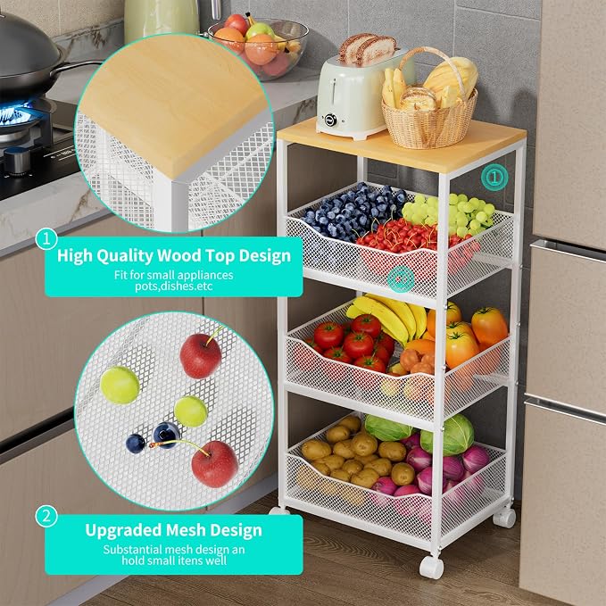 HapiRm Fruit Basket Kitchen Cart - Image 2