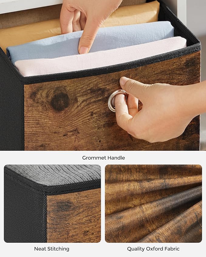 SONGMICS Storage Cubes, Foldable Fabric Storage Bins, Rustic Brown, URFB133B01 - Image 6