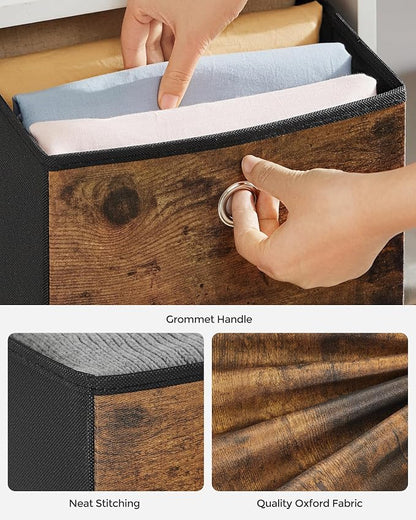 SONGMICS Storage Cubes, Foldable Fabric Storage Bins, Rustic Brown, URFB133B01 - Image 6