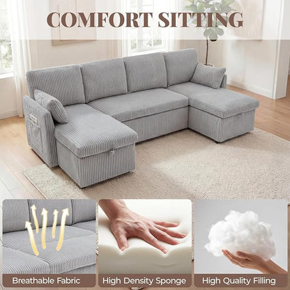 Huatean Home Oversized Sleeper Sofa Couch, 100 inch 2 in 1 Pullout Couch Bed - Image 6