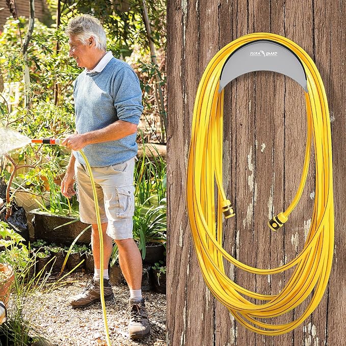 FLORA GUARD Garden Hose Holder, Heavy-Duty Metal Hose Hanger, Holds Up to 125 ft - Image 6