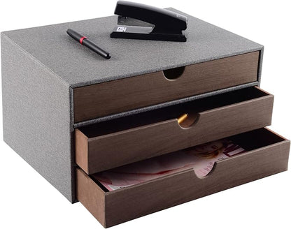 Cloth-effect Faux Leather Desk Organizer File Cabinet Executive Office Supplies - Image 4