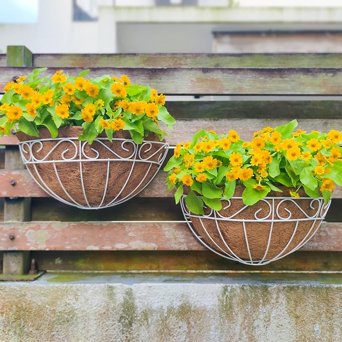 LaLaGreen Wall Mounted Flower Baskets Extra Large Deck Rail Hanging Planters - Image 9