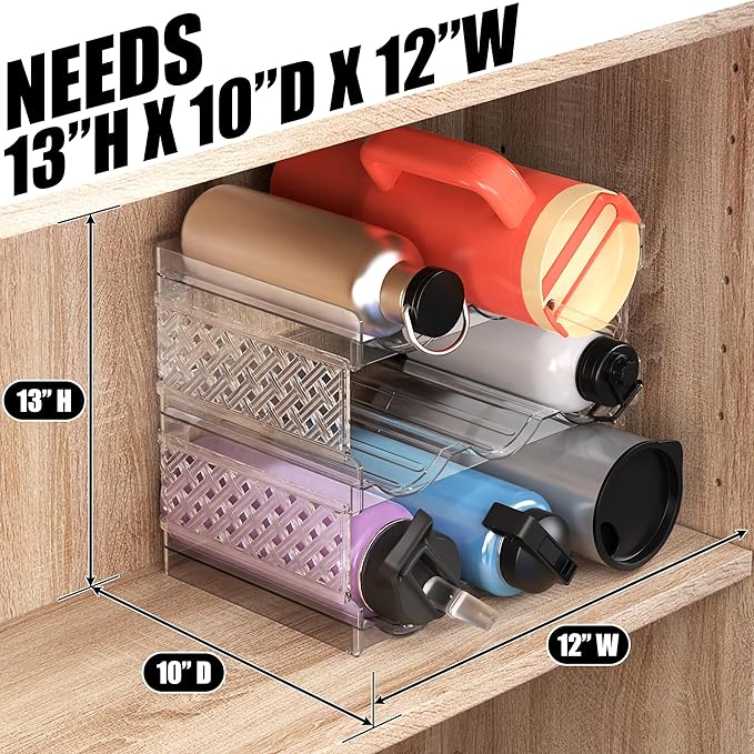Simple Houseware 3-Tier Stackable Water Bottle Storage Organizer, and - Image 3