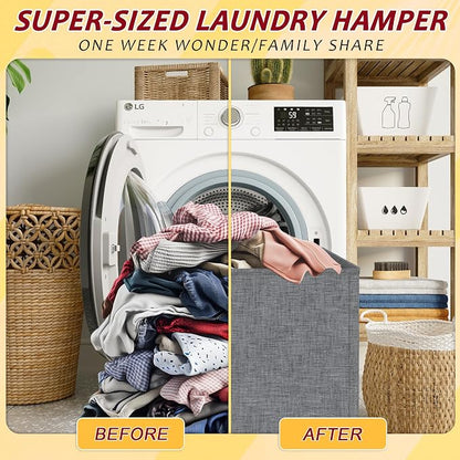 150L Laundry Hamper 2 Section, Large Laundry Hamper - Image 5