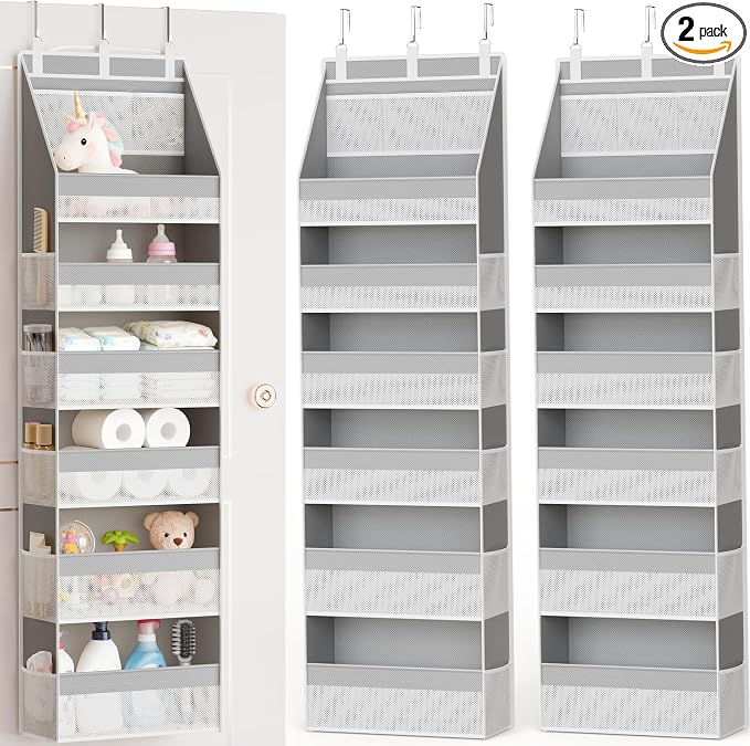 Criusia 2 Pack Over The Door Organizer, Heavy-Duty 6-Shelf Hanging Storage by Criusia