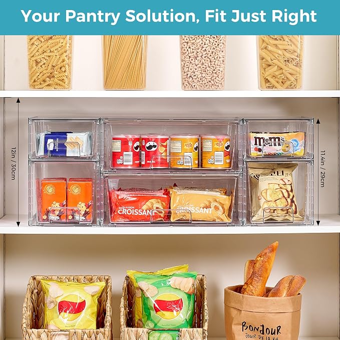 Vtopmart 6 Pack Clear Stackable Storage Drawers, Plastic Drawers - Image 4