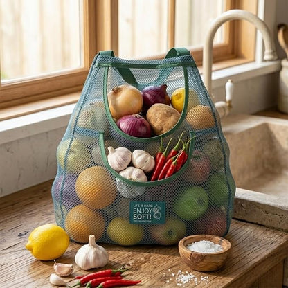 Durable Hanging Mesh Bags for Fruit & Vegetables. Reusable, Breathable Storage - Image 7