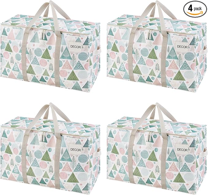 VENO 4 Pack Moving Bags and Large Christmas Storage Bins by Veno