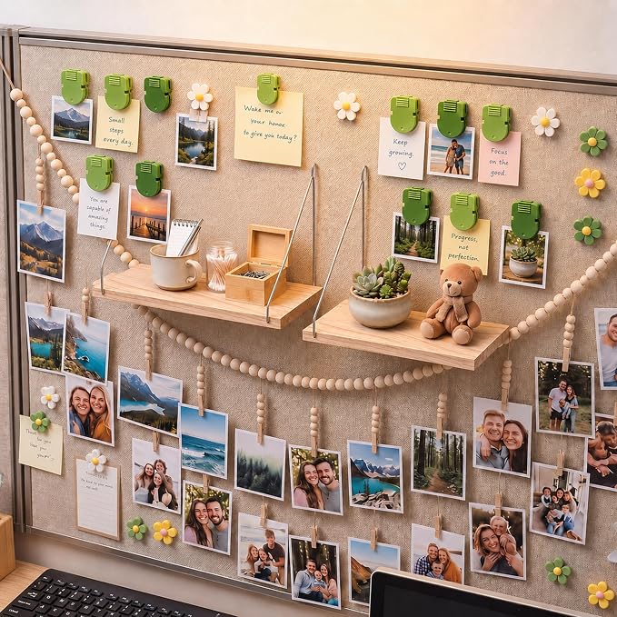 Sieral 48 Pcs Office Cubicle Decor Set, Boho Hanging Photo Display by Sieral