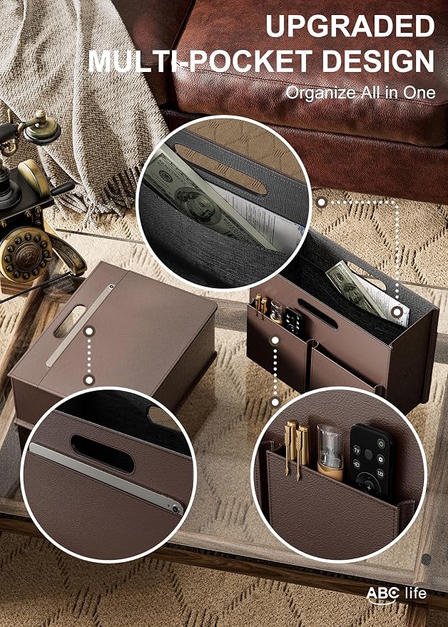 ABC life Magazine Holder Magazine Rack Floor, Stable Foldable PU Leather - Image 3