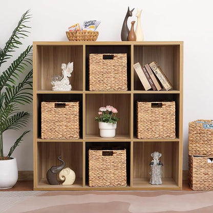 10.5 x 10.5in Wicker Storage Baskets, Cube Foldable Water Hyacinth Storage - Image 5