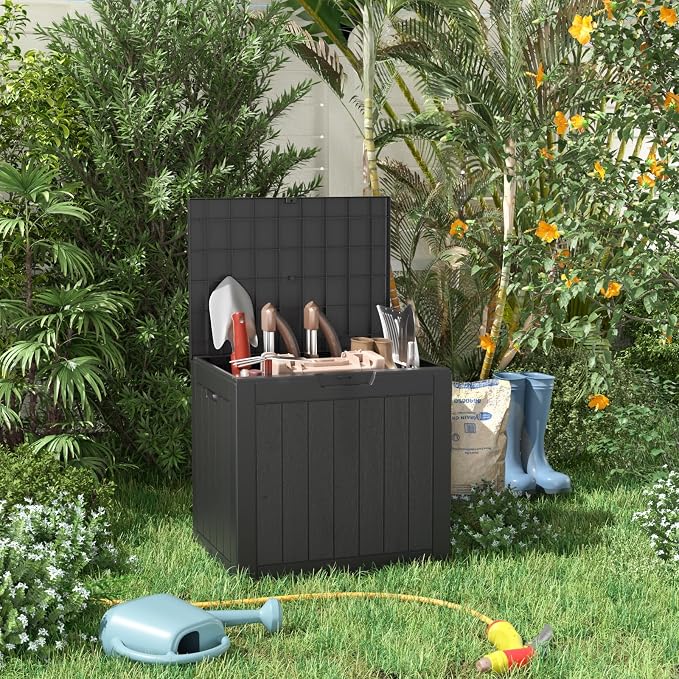 31 Gallon Resin Deck Box, Lockable Patio Outdoor Storage Box - Image 3